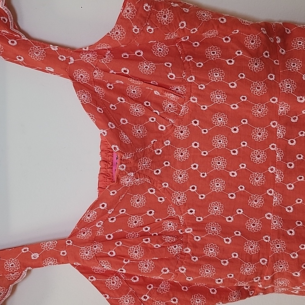 Betsey Johnson Y2K Ditsy Eyelet Bustier Coral Pink Baby Doll Dress Romantic Sz M - Picture 9 of 16